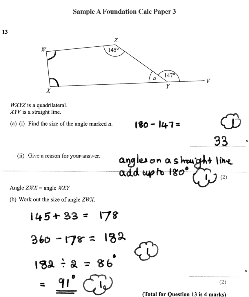 GCSE Angles exam question answer